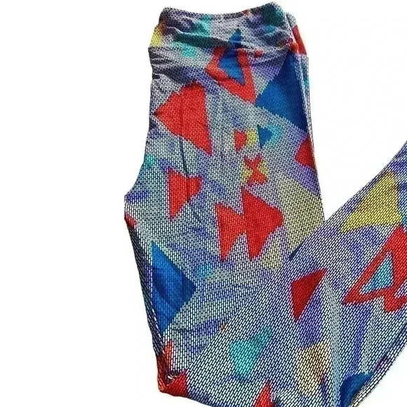 Lularoe TC blue geometric leggings . NWOT. Hashtag pattern over geometric. - Picture 2 of 8